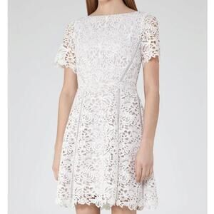Reiss Eleania Lace Crotchet Fit And Flare Dress Size 10 Bridal Cottagecore